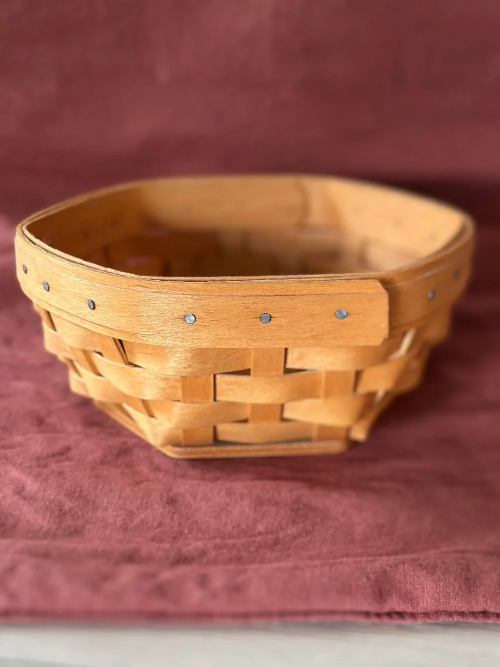 Longaberger Hexagon-Shaped Basket with Fabric Liner and Protector (2001)